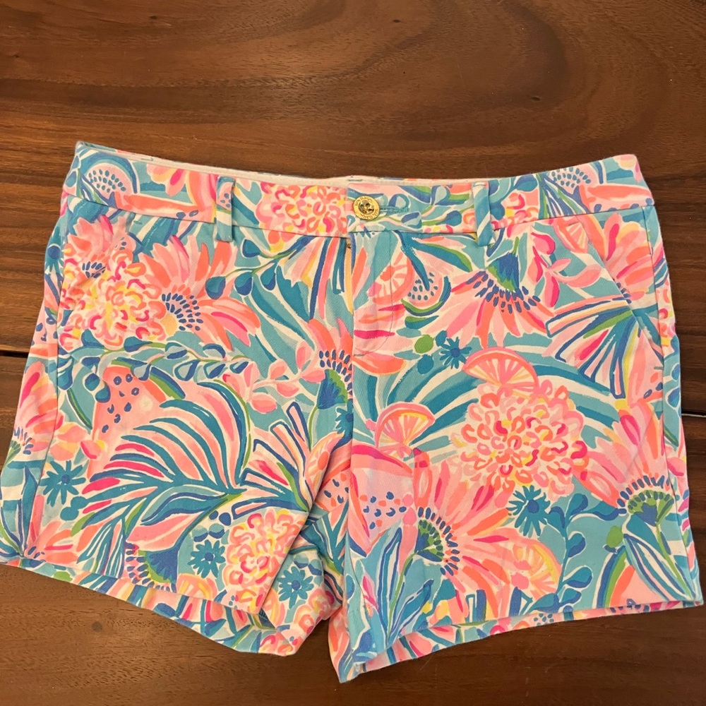 Lilly Pulitzer Pink & Blue Tropical Floral High-Rise Shorts